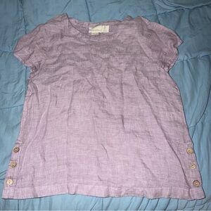 Cynthia Rowley Lavender Linen Short Sleeve Tunic with Side Buttons